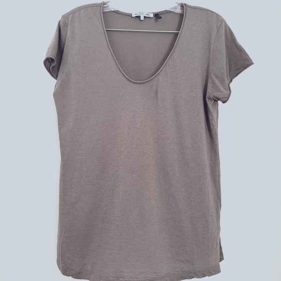 Helmut Lang taupe scoop neck women's t-shirt size small - Picture 1 of 2